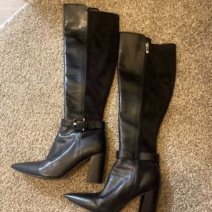 Knee high leather-suede boots